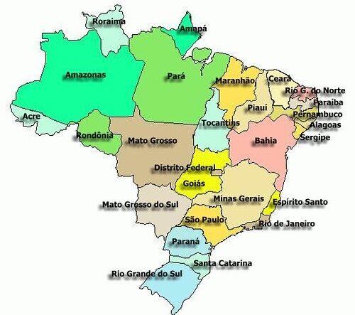 Brasil: Mapa, Bandera y Datos del País Mapa dos estados brasileiros - mapa de los estados brasileños - map of the brazilian states.