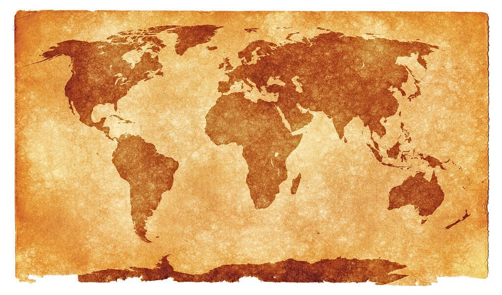 Mapa de Asia: Político, Físico y Mudo para Descargar World Grunge Map - Sepia