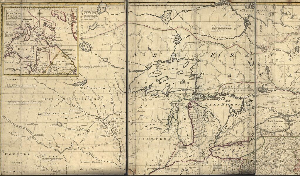 América del Norte: Países, Mapa y Datos de la Región A Section of the Map of the British Colonies in North America (John Mitchell 1755)