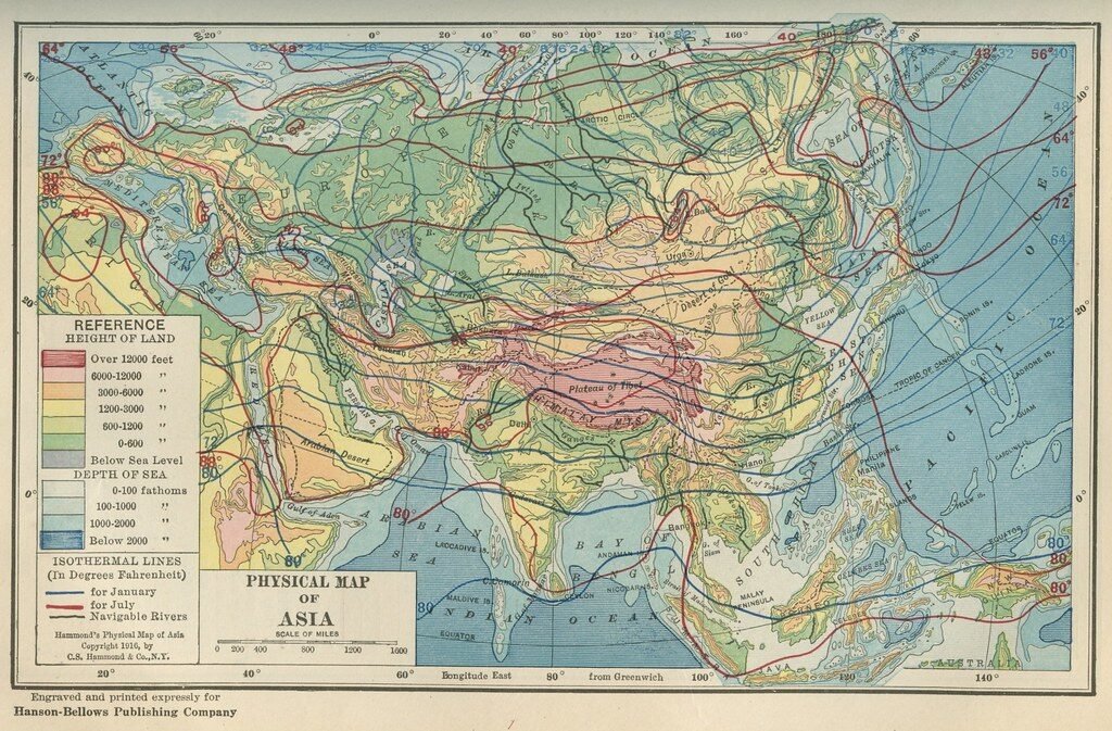 Mapa de Asia: Político, Físico y Mudo para Descargar Physical Map of Asia (1920)