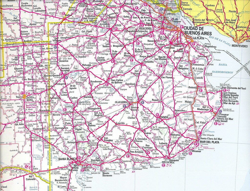 Mapa rutas argentinas (Pcia Buenos Aires); Argentina road map (Buenos Aires Province).