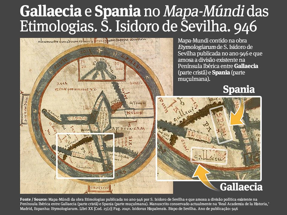 Mapamundi: Mapas del Mundo Políticos, Físicos y Mudos Galiza e Spania no Mapa-Múndi das Etimologias do 946 d.C.