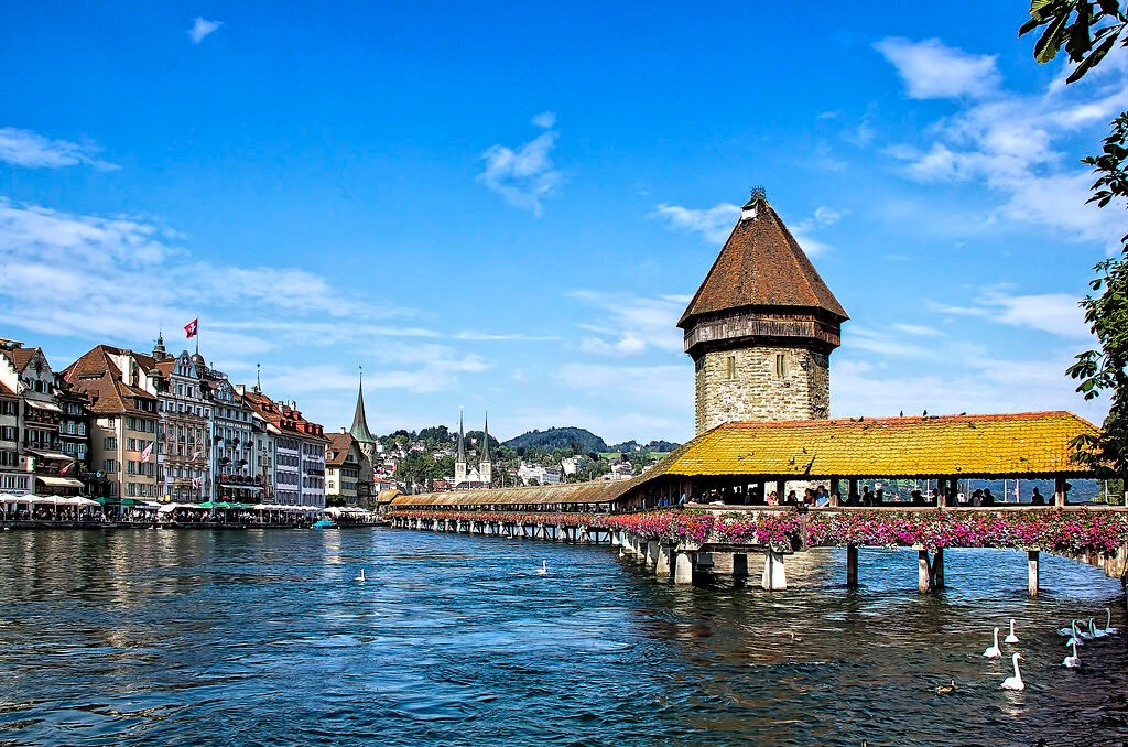 LUCERNA PUENTE SOBRE EL RIO REUSS - LUCERNE BRIDGE OVER THE RIVER REUSS