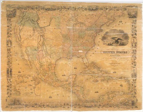 NA - Map of the USA, the British provinces, Mexico, the West Indies and Central America, with part of New Granada & Venezuela - map drawn by Geo. W. Colton - engraved by John M. Atwood border desig'd.and eng'd. by W. S. Barnard NYPL